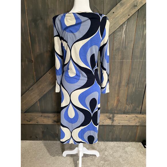 Boden Bodycon Dress Womens Size 8 R Navy Blue Black Knee Length Stretchy Work - Picture 3 of 11